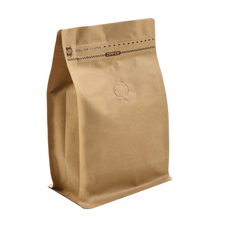 EverPack 50 Pieces 8 Ounce Kraft Paper Stand Up Coffee Bag/Flat Bottom Pouch with Air Release Valve and Reusable Side Zipper. (50pcs, Â½lb/8oz) - Image 1